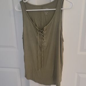 NY&Co Olive Lace-Up Tank Top